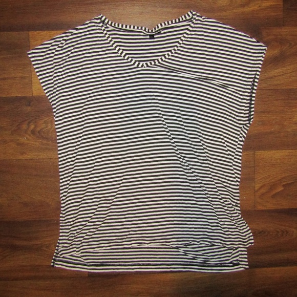 Topshop Tops - TopShop Shirt Blouse White Blue Stripe Size Small